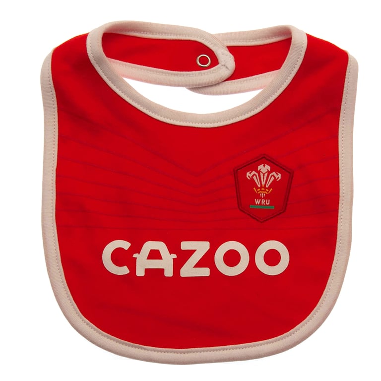 Wales RU 2 Pack Soft Baby Bibs with Woven Crest and Press Stud Fastening - 100 Cotton