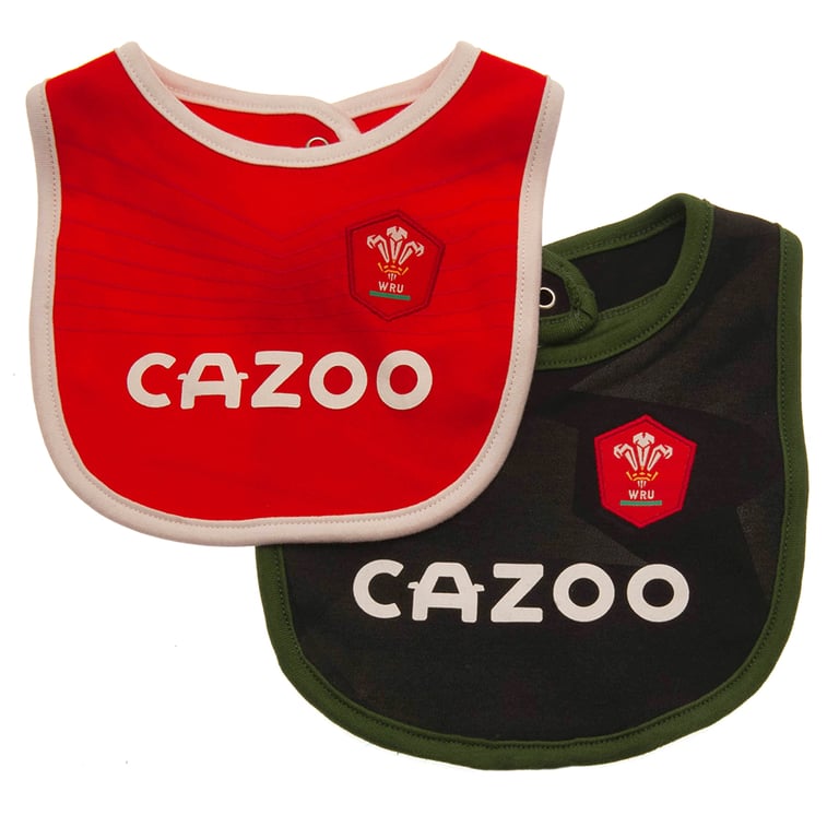 Wales RU 2 Pack Soft Baby Bibs with Woven Crest and Press Stud Fastening - 100 Cotton