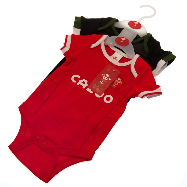 Wales RU 2 Pack Home and Away Kit Twin Pack Bodysuit (3-6 Months) - Soft Cotton