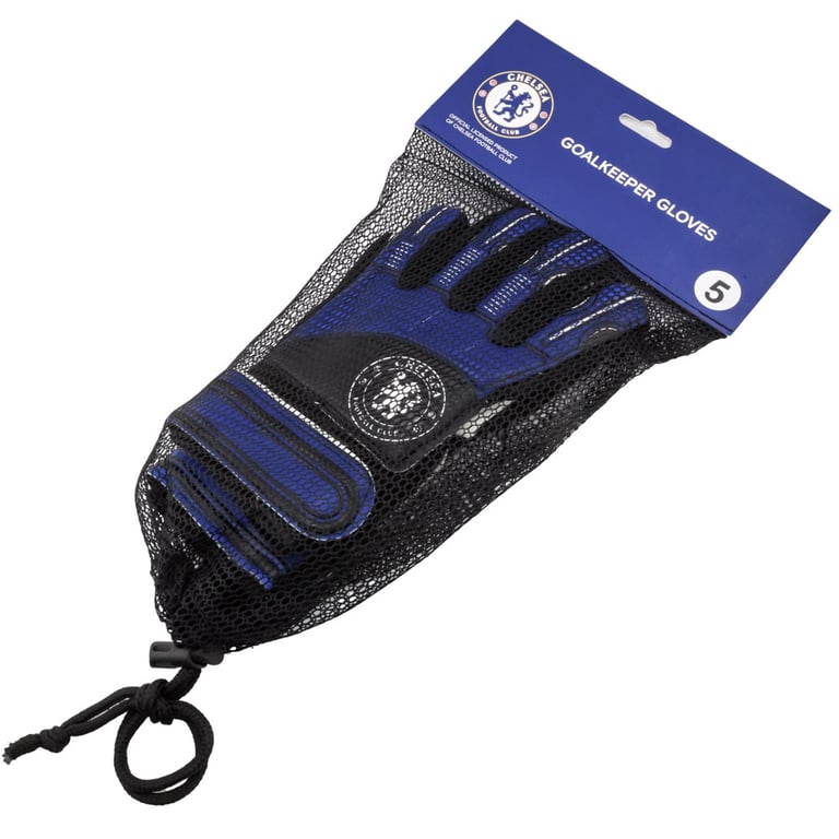 Chelsea FC Delta Goalkeeper Gloves Kids - Blue Design, Latex Foam Palm & Elastic Strap
