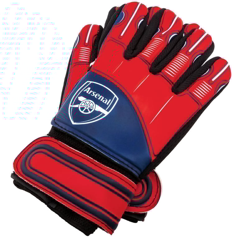 Arsenal FC Delta Goalkeeper Gloves Kids - Red Latex Foam Palm & Elastic Strap Design