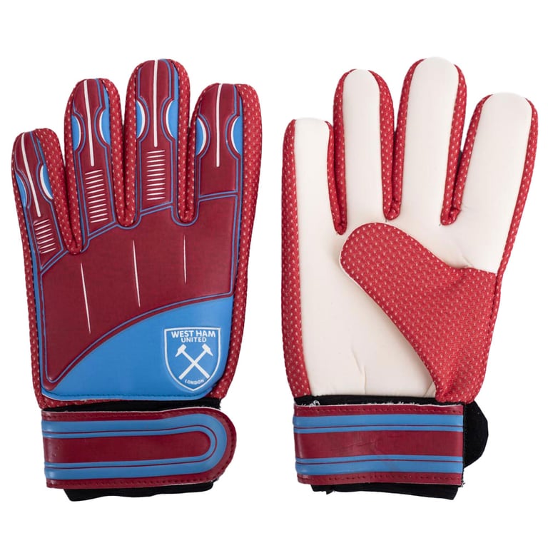 West Ham United FC Delta Goalkeeper Gloves Kids - Claret Design with Latex Foam Palm and Elastic Strap