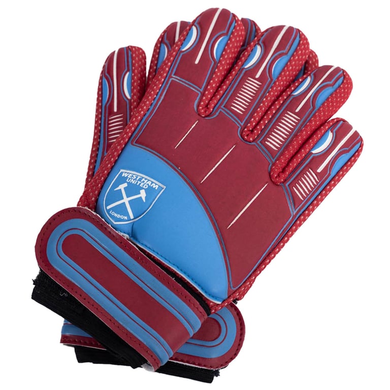 West Ham United FC Delta Goalkeeper Gloves - Claret Design with Latex Foam Palm and Elastic Strap
