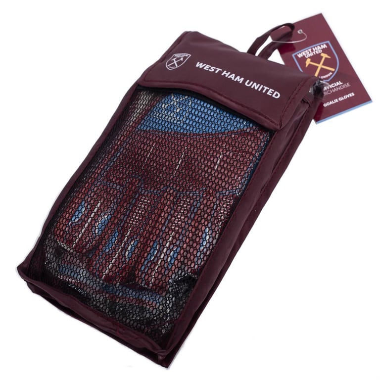 West Ham United FC Delta Goalkeeper Gloves - Claret Design with Latex Foam Palm and Elastic Strap