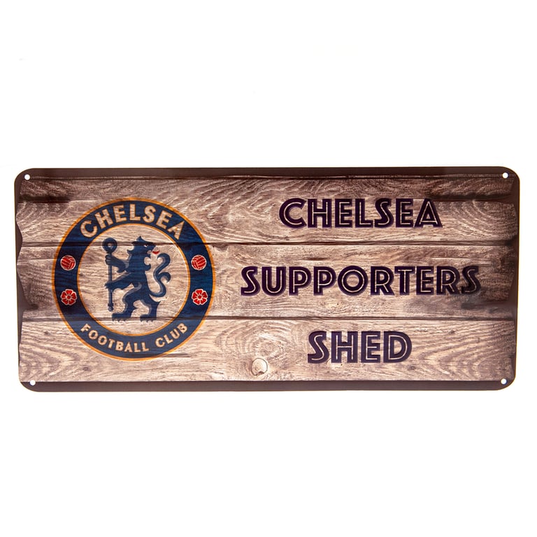 Chelsea FC Metal Shed Sign - Wood Panel Effect Club Crest Design