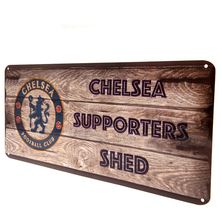 Chelsea FC Metal Shed Sign - Wood Panel Effect Club Crest Design