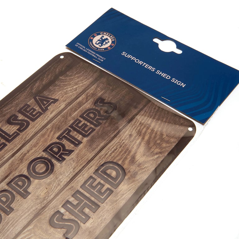 Chelsea FC Metal Shed Sign - Wood Panel Effect Club Crest Design