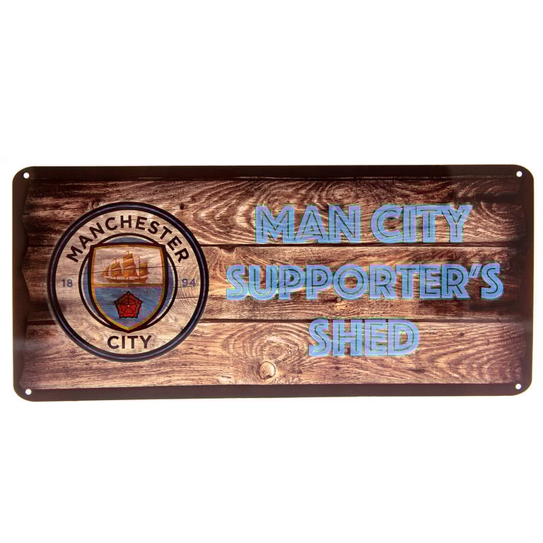 Manchester City FC Wood Panel Effect Club Crest Shed Sign - Home & Garden Decoration