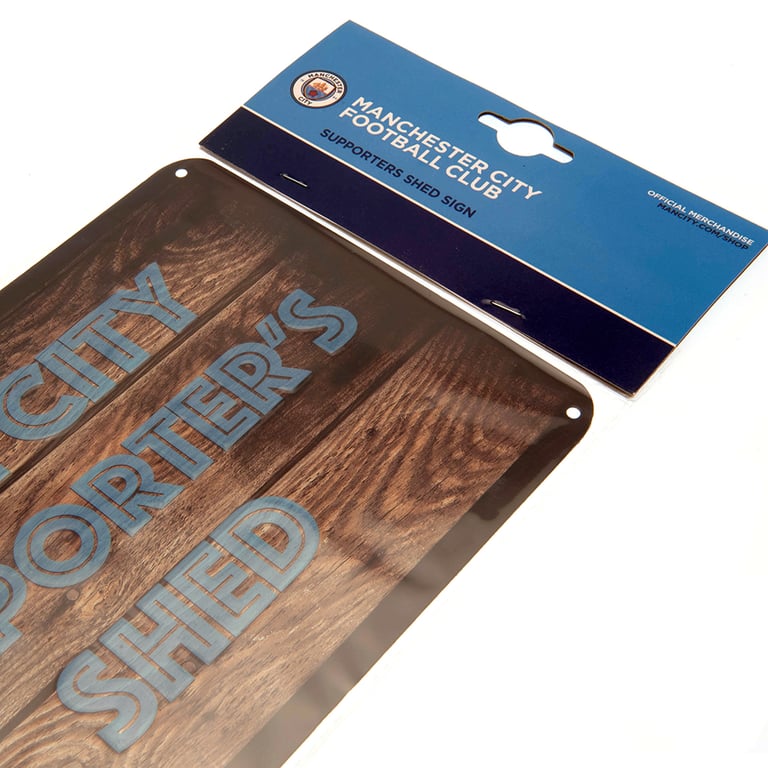 Manchester City FC Wood Panel Effect Club Crest Shed Sign - Home & Garden Decoration