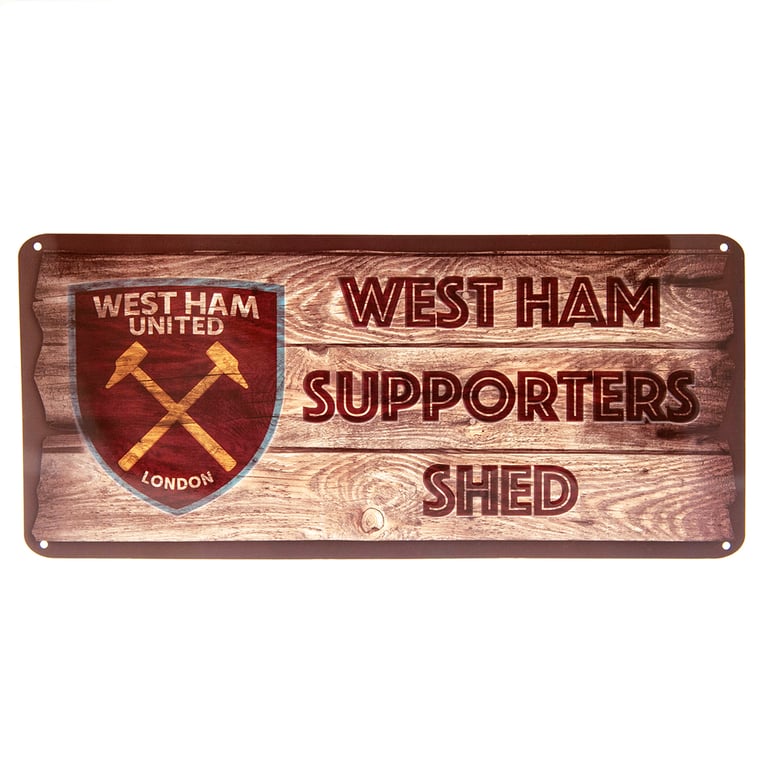 West Ham United FC Wood Panel Effect Metal Shed Sign