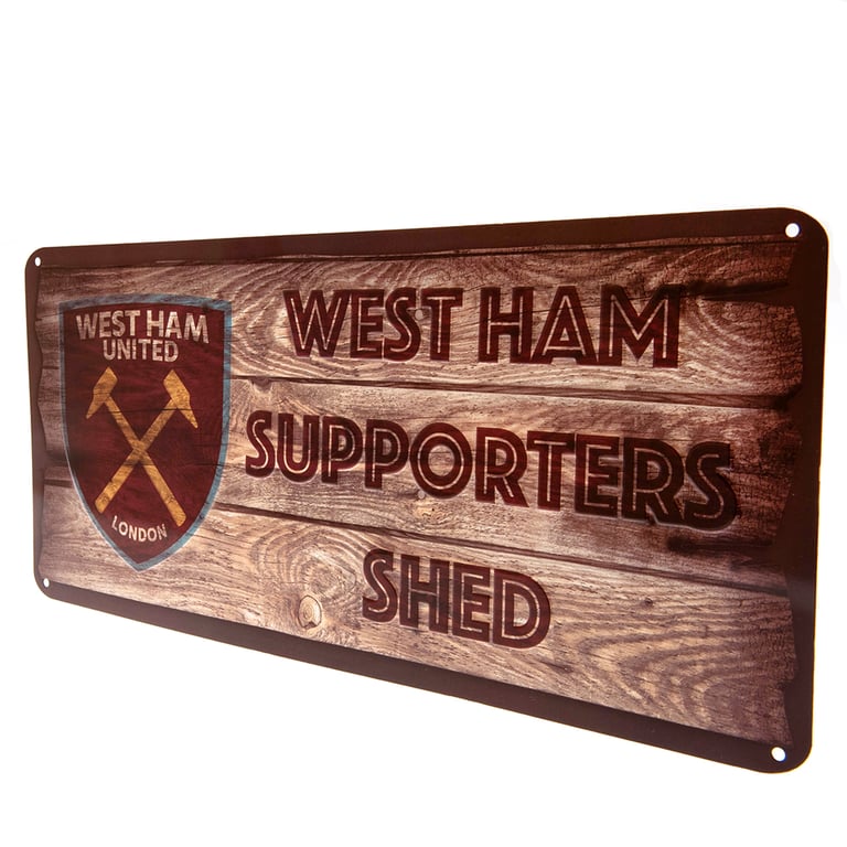 West Ham United FC Wood Panel Effect Metal Shed Sign