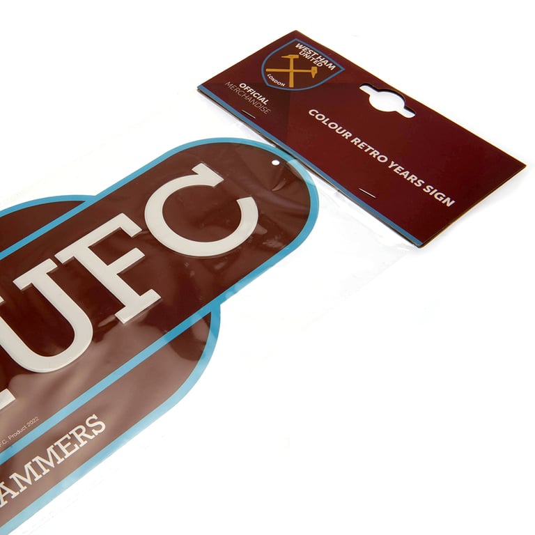 West Ham United FC Metal Retro Crest Sign with The Hammers Text