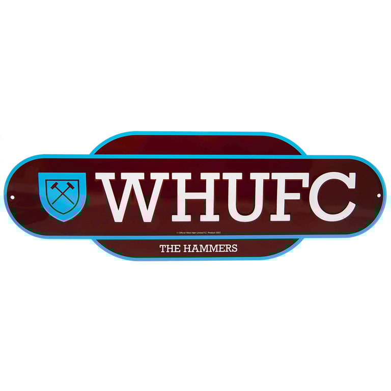 West Ham United FC Metal Retro Crest Sign with The Hammers Text