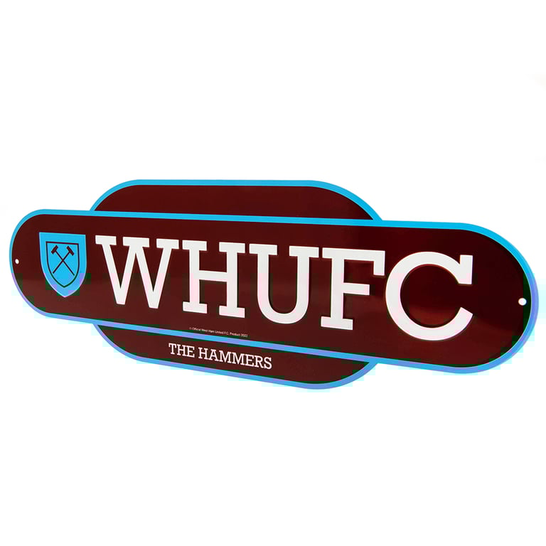 West Ham United FC Metal Retro Crest Sign with The Hammers Text