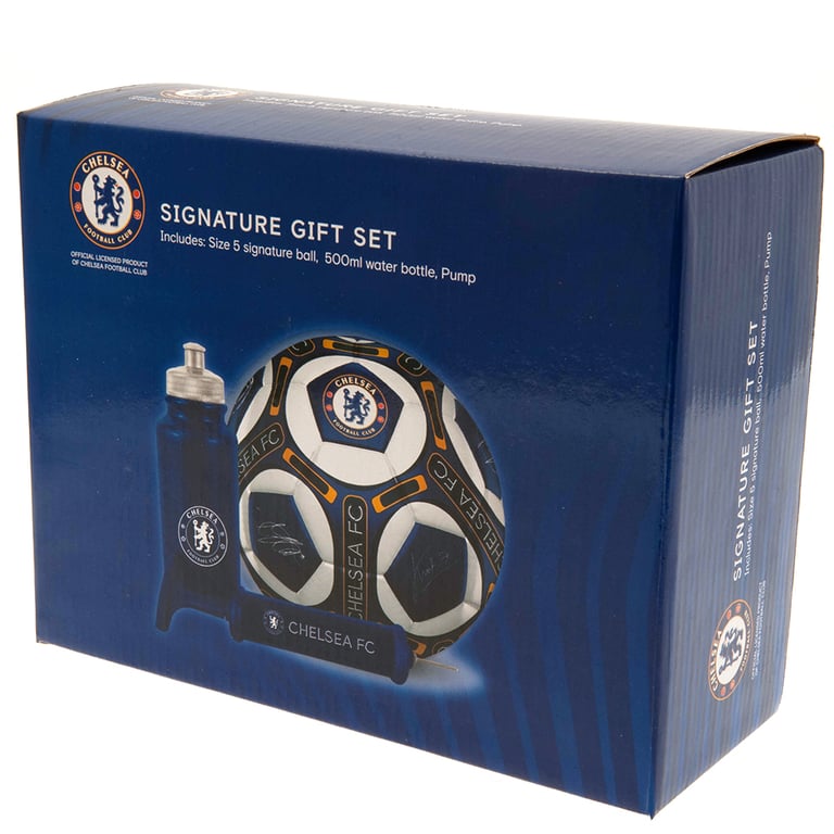 Chelsea FC Signed Training Equipment Gift Set - Football, Water Bottle & Hand Pump