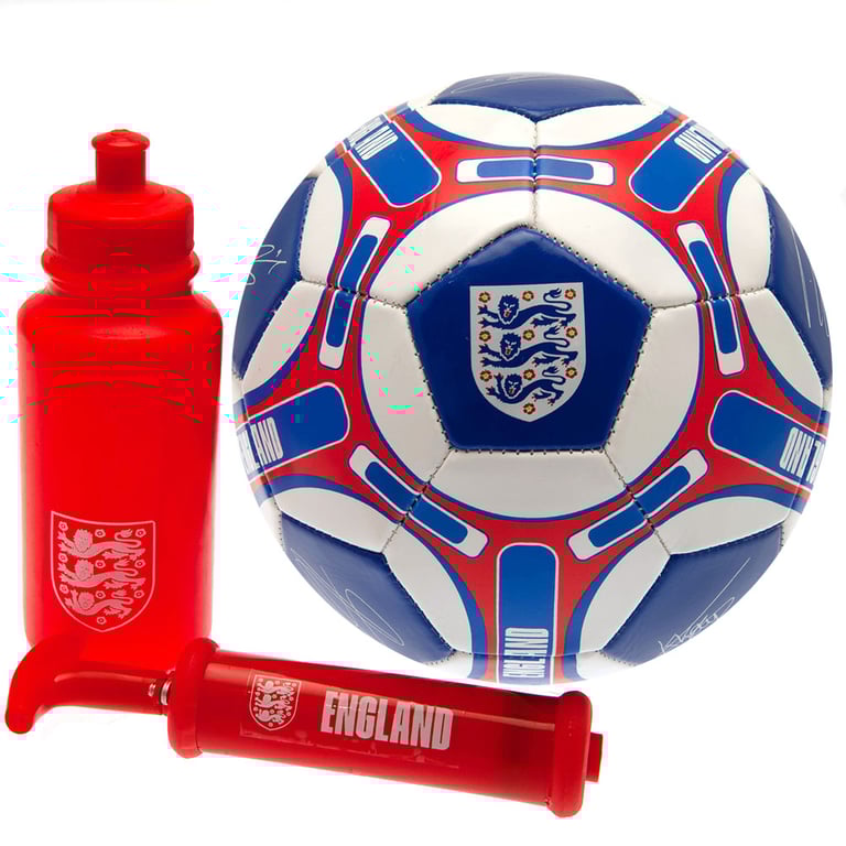 England FA Signature Gift Set - PVC Football, Water Bottle & Mini Hand Pump Training Kit
