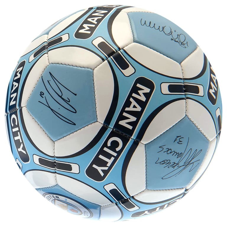 Manchester City FC Signed Training Equipment Gift Set - Includes Football, Water Bottle & Mini Hand Pump