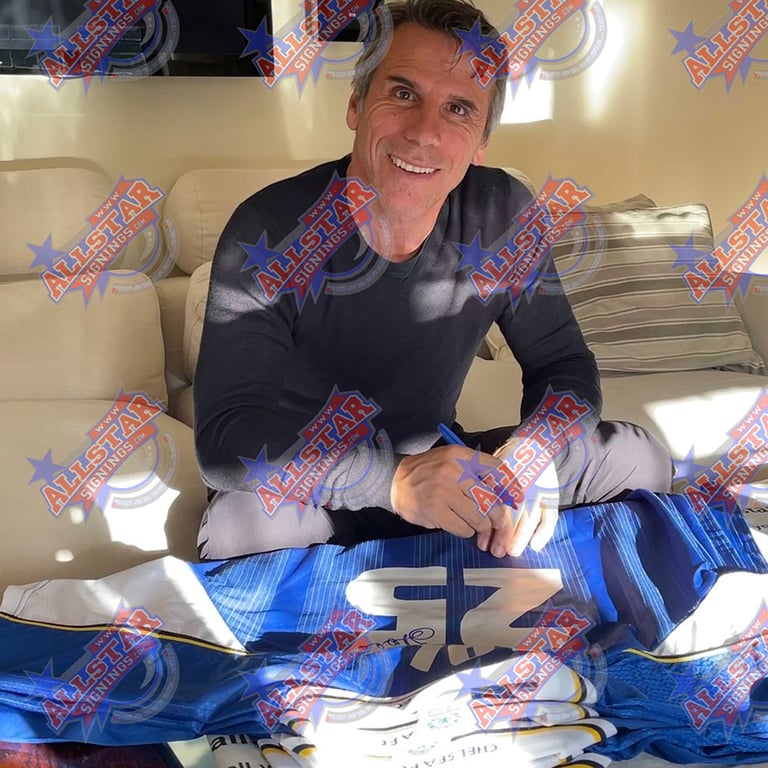 Chelsea FC 1998 UEFA Cup Winners Cup Final Signed Gianfranco Zola Replica Shirt