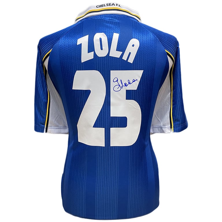 Chelsea FC 1998 UEFA Cup Winners Cup Final Signed Gianfranco Zola Replica Shirt