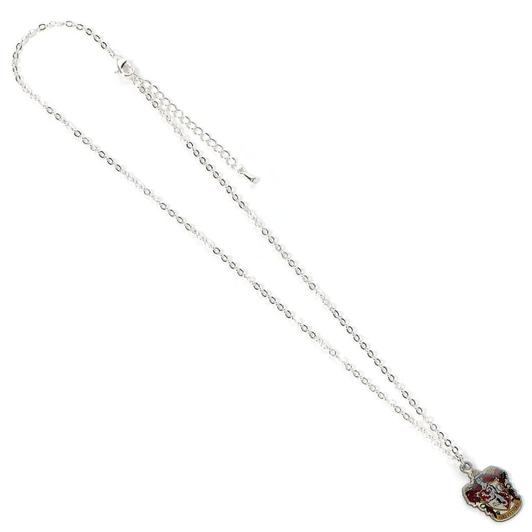 Harry Potter Gryffindor Silver Plated Necklace with House Crest Charm and Extender Chain