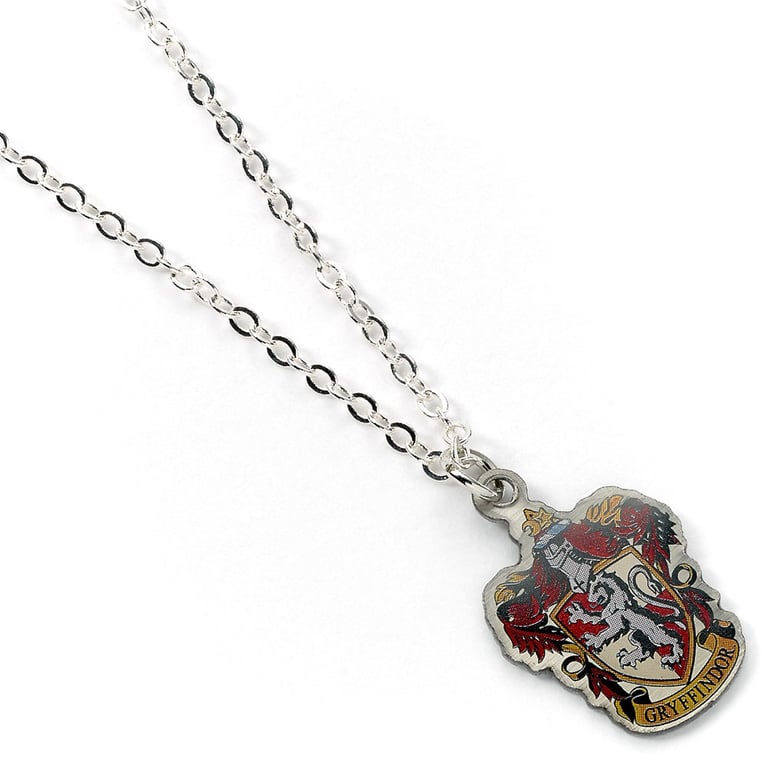Harry Potter Gryffindor Silver Plated Necklace with House Crest Charm and Extender Chain