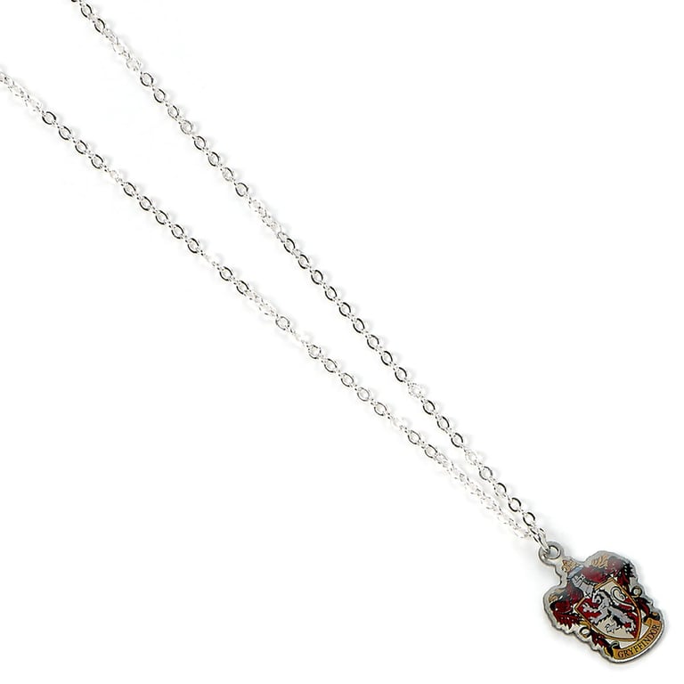 Harry Potter Gryffindor Silver Plated Necklace with House Crest Charm and Extender Chain