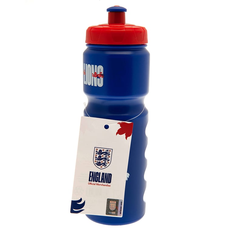 England FA Lightweight Plastic Drinks Bottle with Lion Crest Design and Easy Grip Screw Top Lid
