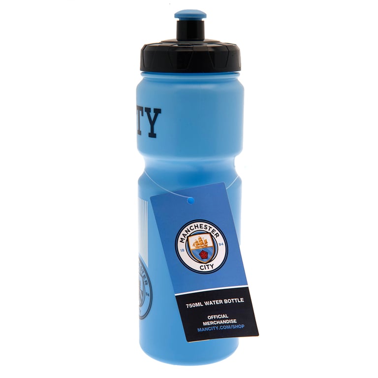 Manchester City FC Sky Blue Plastic Drinks Bottle with City Crest and Screw Top Lid