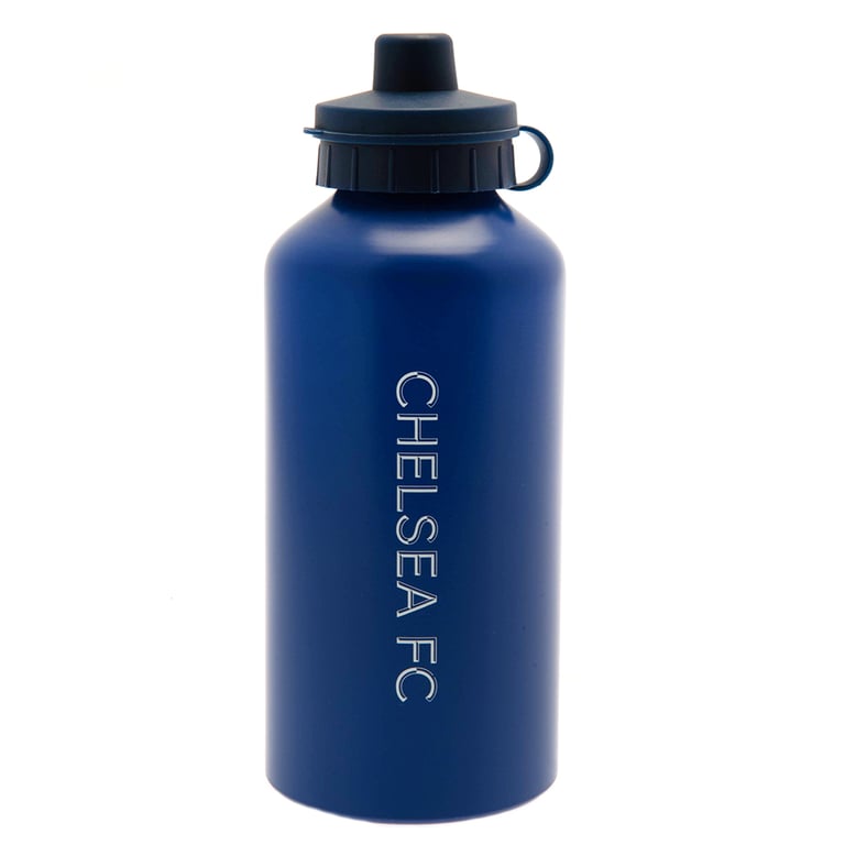 Chelsea FC Aluminium Drinks Bottle - Lightweight Matt Blue Finish with Flip Top Cap and Chelsea Crest