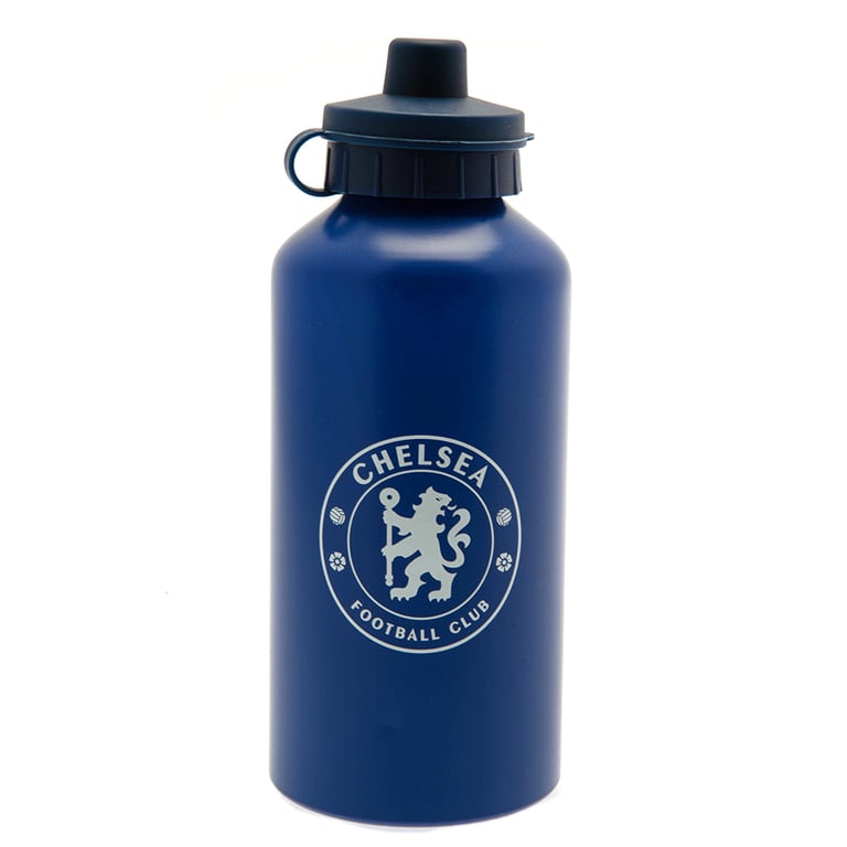 Chelsea FC Aluminium Drinks Bottle - Lightweight Matt Blue Finish with Flip Top Cap and Chelsea Crest