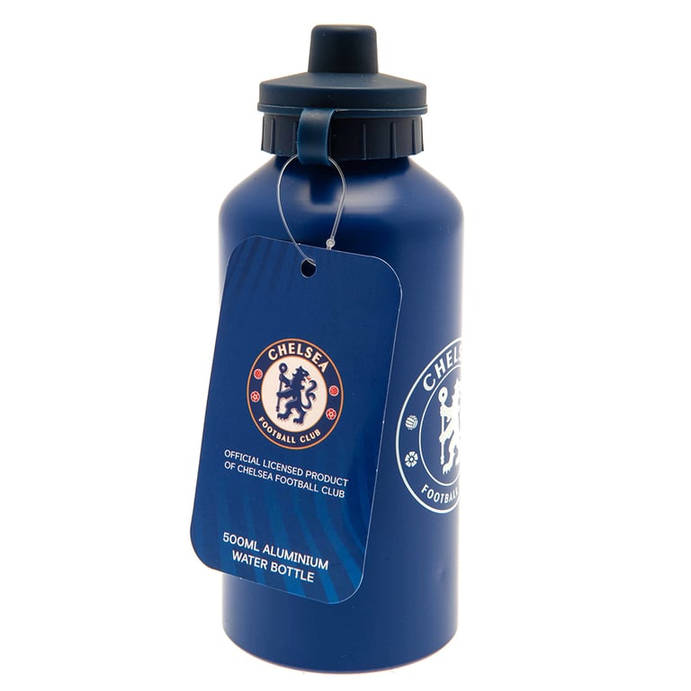 Chelsea FC Aluminium Drinks Bottle - Lightweight Matt Blue Finish with Flip Top Cap and Chelsea Crest
