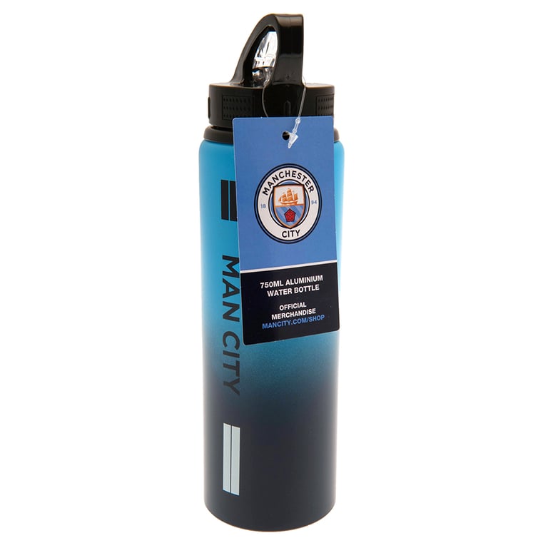 Manchester City FC Aluminium Drinks Bottle - Canteen Quench Cap & Closable Spout