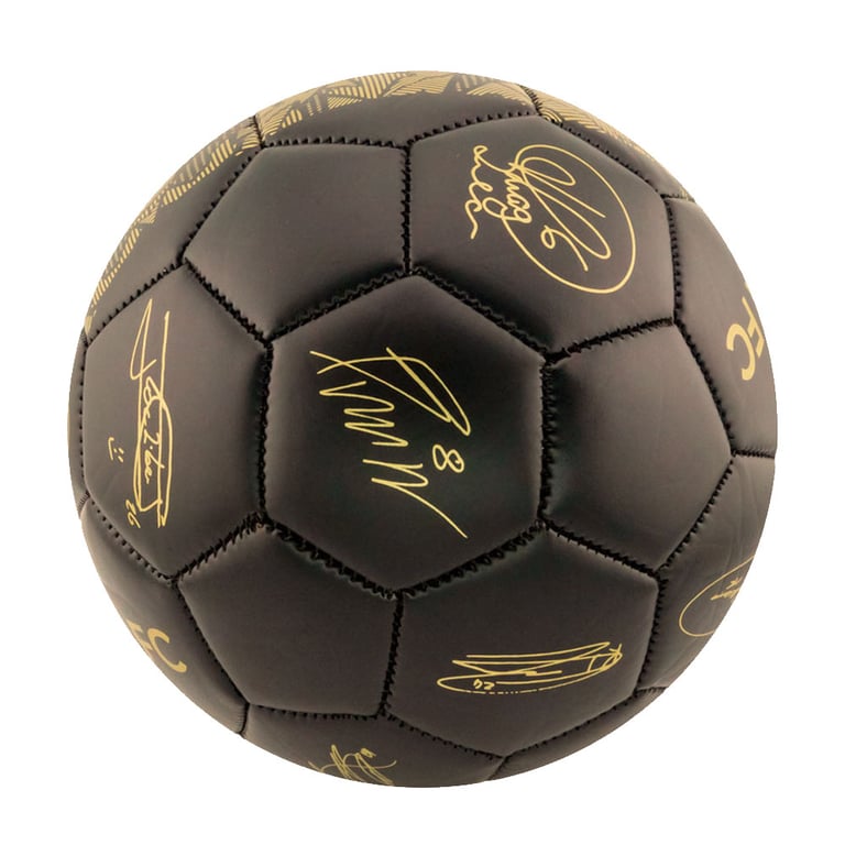 Chelsea FC Sig Gold Phantom Skill Ball - Matte Black Football with Official Club Crest and Player Signature Prints
