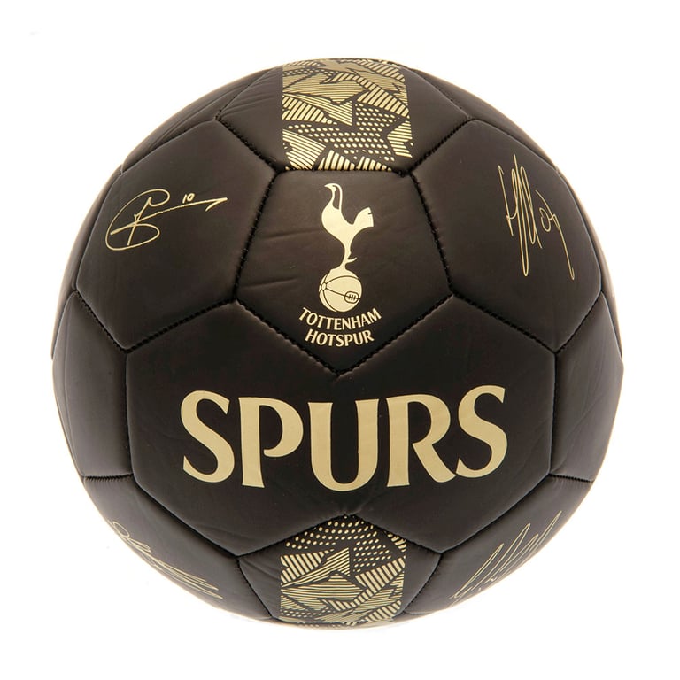 Tottenham Hotspur FC Sig Gold Phantom Skill Ball - Official Club Crest and Player Signature Print, Matte Black Football Ball for Training