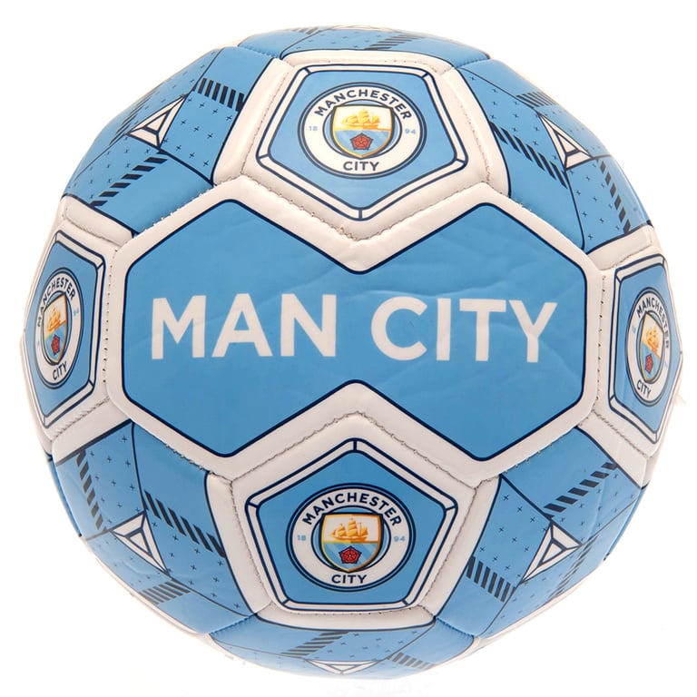 Manchester City FC Hex Panel PVC Football for Kids (6-9 yrs) - Official Club Logo Design