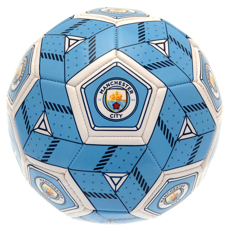 Manchester City FC Hex Panel PVC Football for Kids (6-9 yrs) - Official Club Logo Design