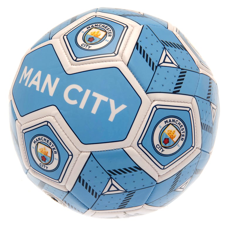 Manchester City FC Hex Panel PVC Football for Kids (6-9 yrs) - Official Club Logo Design