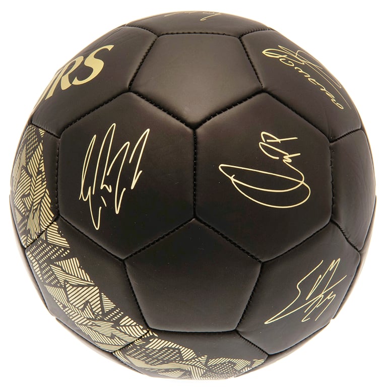 Tottenham Hotspur FC Sig Gold Phantom Football - Official 32 Panel Matte Black Ball with Spurs Crest and Player Signatures