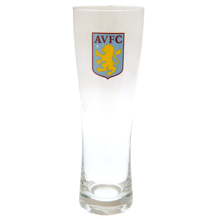 Aston Villa FC Tall Pilsner Style Beer Glass with Crest and AVFC Text