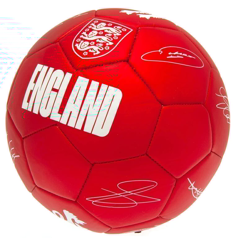 England FA Official 32 Panel Synthetic Football - Red Phantom with Crest and Player Signatures