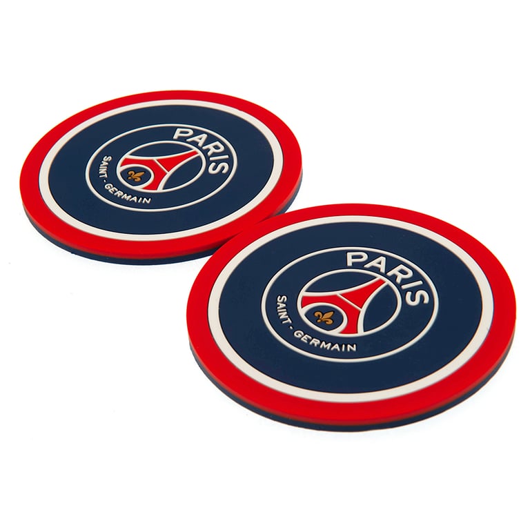 Paris Saint Germain FC 2pk Silicone Non-Slip Coasters with Wipe Clean Finish and PSG Crest Design