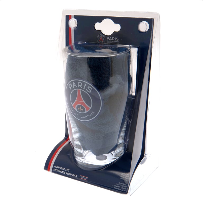 Paris Saint Germain FC Mini Bar Set - Complete Home Bar Essentials with Tulip Glass & Club Crest Accents