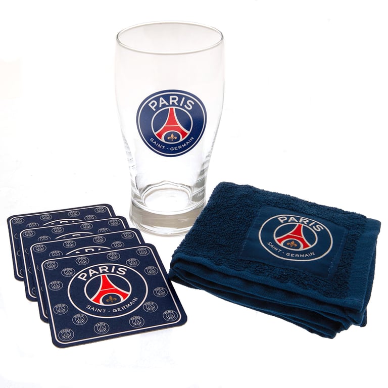 Paris Saint Germain FC Mini Bar Set - Complete Home Bar Essentials with Tulip Glass & Club Crest Accents