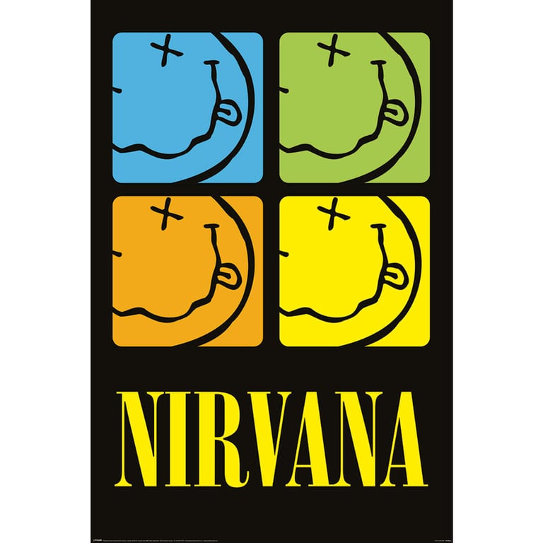 Nirvana Smiley Face Poster - High Resolution Colored Squares Artwork on 150gsm Gloss Paper