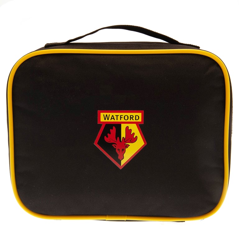 Watford FC Multi Crest Lunch Bag - Insulated Black and Yellow Design with Multiple Club Crests