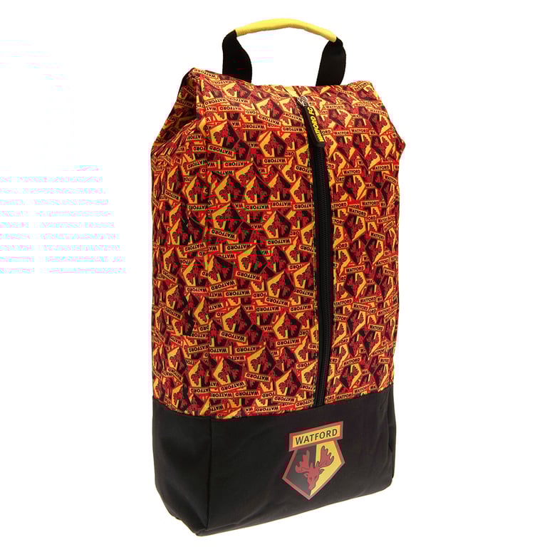 Watford FC Multi Crest Polyester Boot Bag - Yellow and Black Design