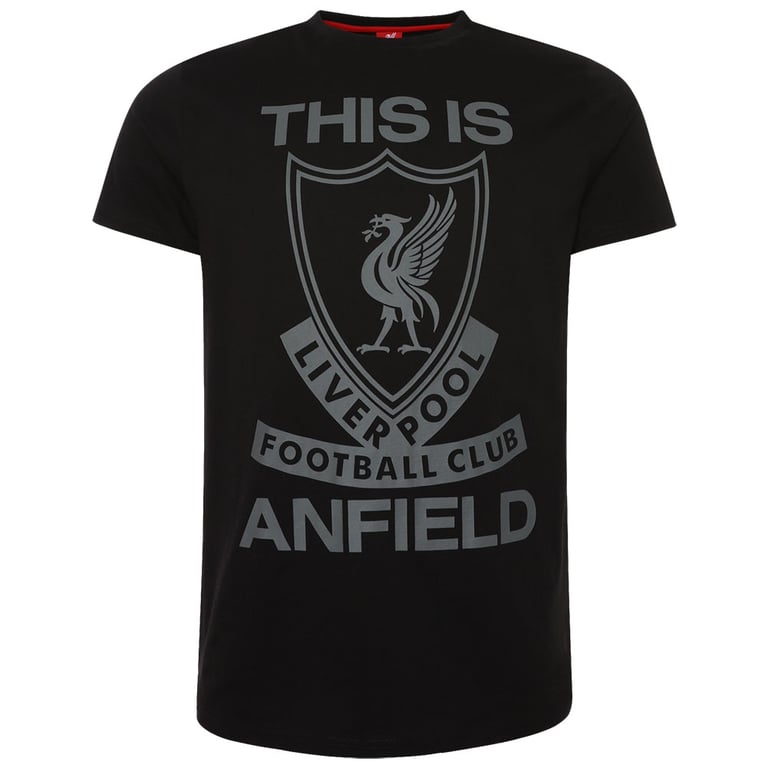 Liverpool FC This Is Anfield Retro Liverbird Crest Cotton T Shirt - Mens Black Short Sleeve