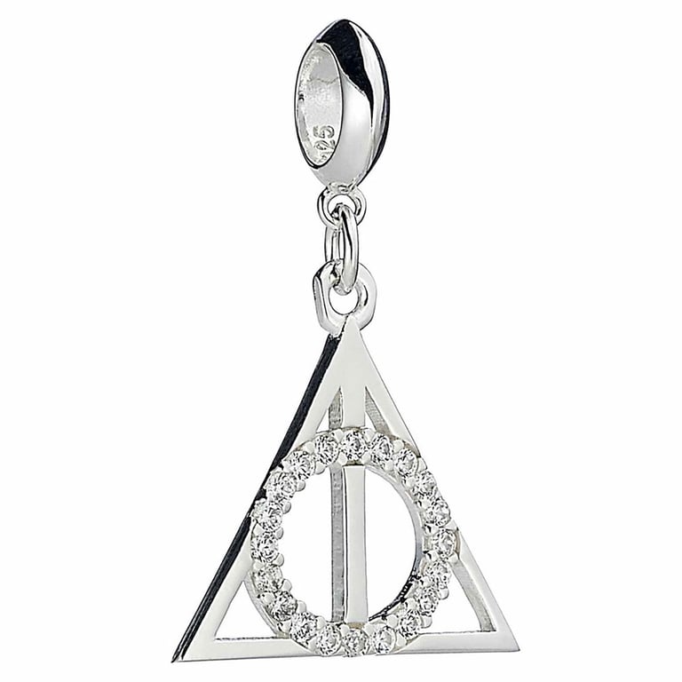 Sterling Silver Crystal Deathly Hallows Charm - Harry Potter Jewelry Accessory