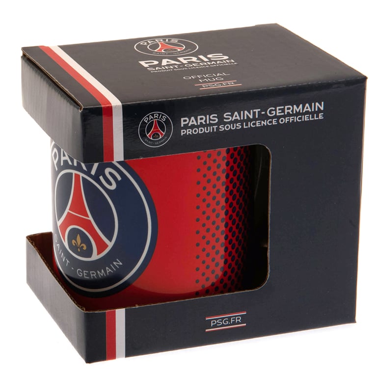 Paris Saint Germain FC Ceramic Fade Design Mug with Club Crest and White Handle