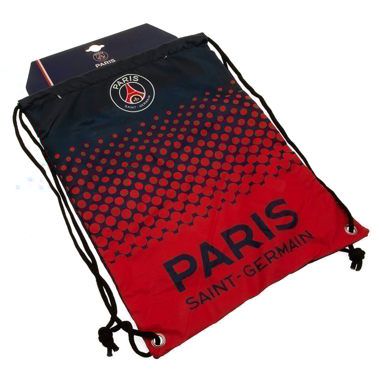 Paris Saint Germain FC Fade Gym Bag - Full Colour Crest Design with Drawstring Closure and Durable Wipe Clean Polyester